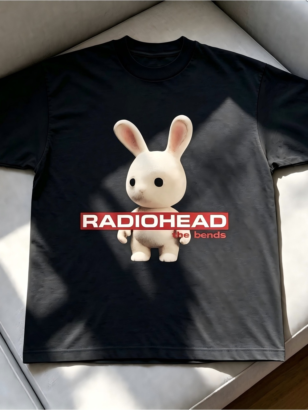 with white bunny graphic Women Men T-shirt Unisex